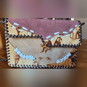 Handmade leather hippie boho purse With Leather Braided Strap